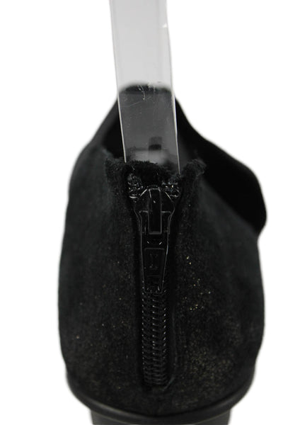 Sesto Meucci Womens Back Zip Metallic Suede Peep Toe Sandals Black Size 6
