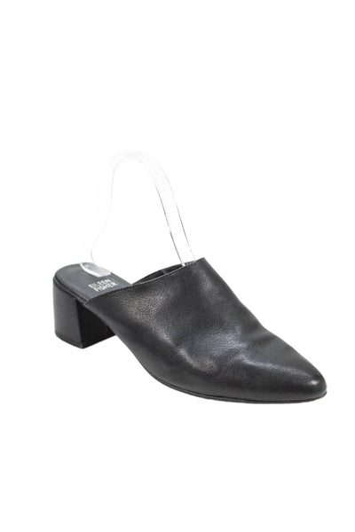 Eileen Fisher Womens Slip On Block Heel Pointed Toe Mules Black Leather Size 8
