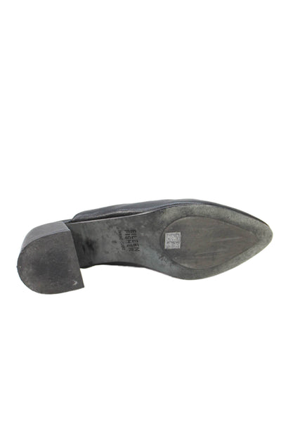 Eileen Fisher Womens Slip On Block Heel Pointed Toe Mules Black Leather Size 8