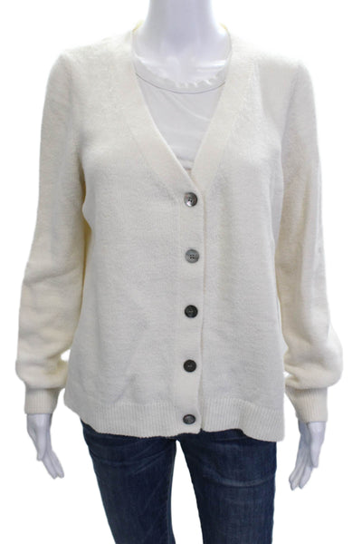 The Drop Unisex White V Neck Button Cardigan Long Sleeve Size XL