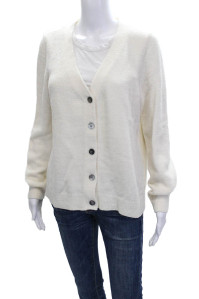 The Drop Unisex White V Neck Button Cardigan Long Sleeve Size XL