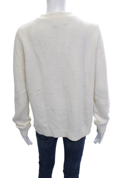 The Drop Unisex White V Neck Button Cardigan Long Sleeve Size XL