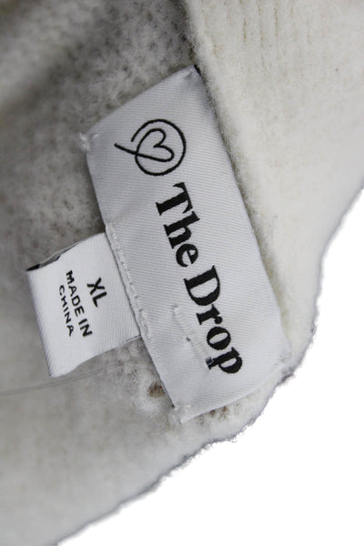 The Drop Unisex White V Neck Button Cardigan Long Sleeve Size XL