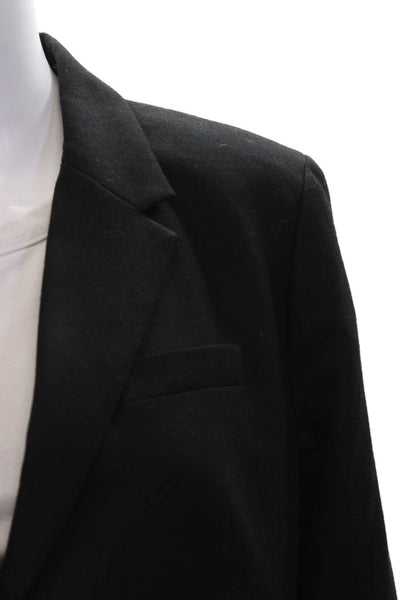 J Crew Womens Black Wool Blend Collared Blazer Button Long Sleeve Size 14