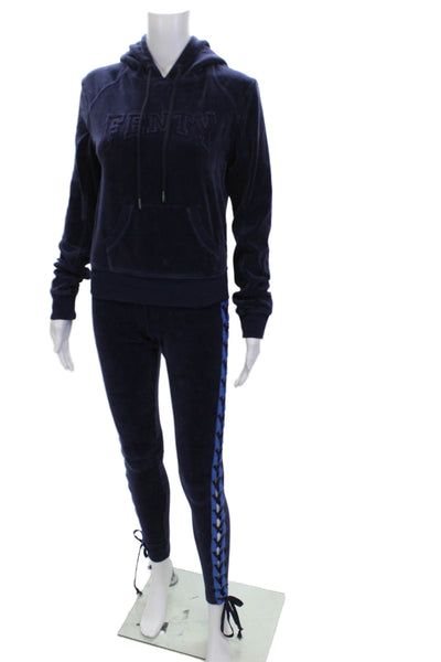 Puma By Rihanna Womens Pullover Hoodie Dark Blue Polyester Blend Size XS