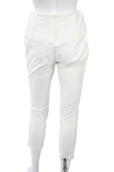 Lysse Women Ankle Cropped Leggings White Lace Up Cotton Blend Size S
