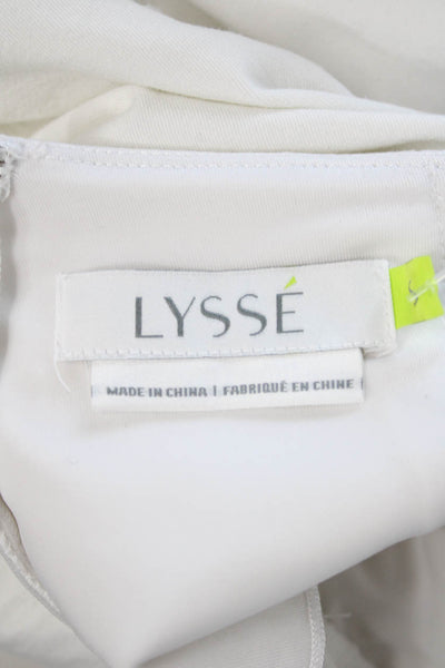 Lysse Women Ankle Cropped Leggings White Lace Up Cotton Blend Size S