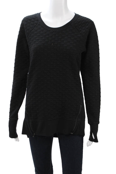 Athleta Women Pullover Sweatshirt Black Zip Crew Neck Long Sleeve Size S