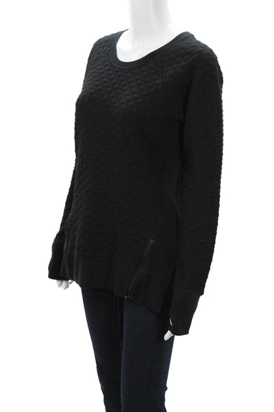 Athleta Women Pullover Sweatshirt Black Zip Crew Neck Long Sleeve Size S