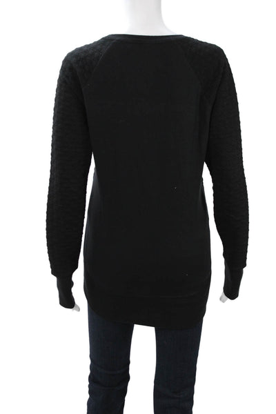 Athleta Women Pullover Sweatshirt Black Zip Crew Neck Long Sleeve Size S