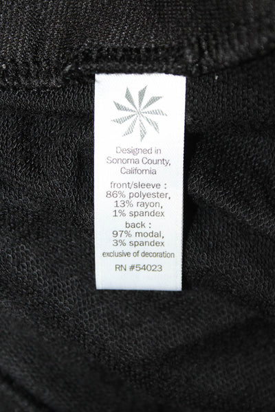 Athleta Women Pullover Sweatshirt Black Zip Crew Neck Long Sleeve Size S