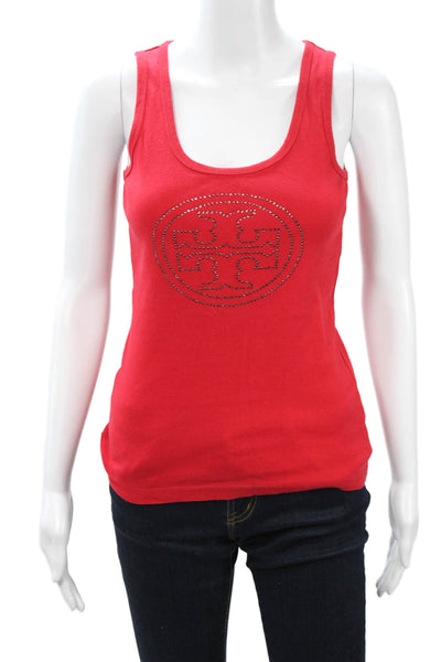 Tory Burch Womens Red Sleeveless Basic Tank 100% Cotton Round Neck Size XS