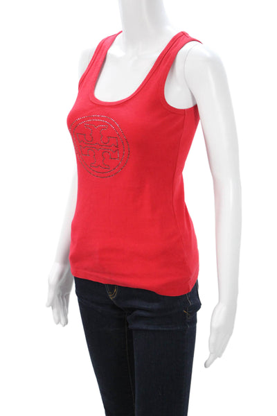 Tory Burch Womens Red Sleeveless Basic Tank 100% Cotton Round Neck Size XS