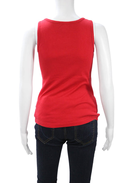Tory Burch Womens Red Sleeveless Basic Tank 100% Cotton Round Neck Size XS