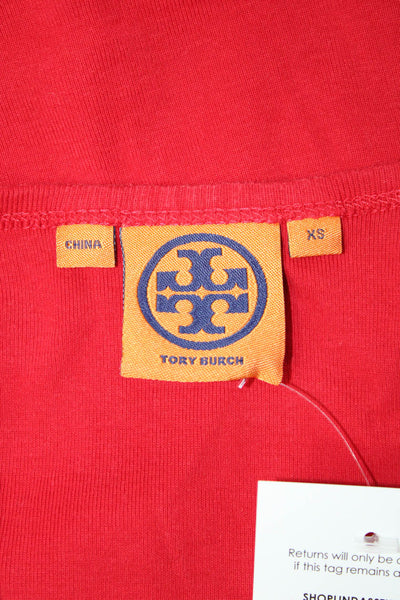 Tory Burch Womens Red Sleeveless Basic Tank 100% Cotton Round Neck Size XS