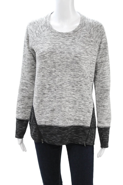 Athleta Womens Black Crew Neck Zip Sweatshirt Size S