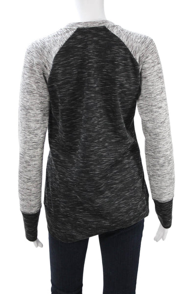 Athleta Womens Black Crew Neck Zip Sweatshirt Size S