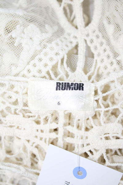 Rumor Boutique Womens Cropped V-Neck Blouse Beige Short Sleeve Size 6