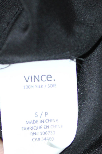 Vince Womens Black V-Neck Short Sleeve Basic Cotton Blouse Size S
