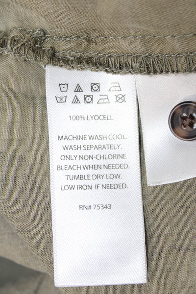 C&C California Womens Green Camo Button-Up Short Sleeve Lyocell Size XS