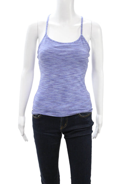 Lululemon Women Striped Purple Camisole Polyester Round Neck Sleeveless Size 4
