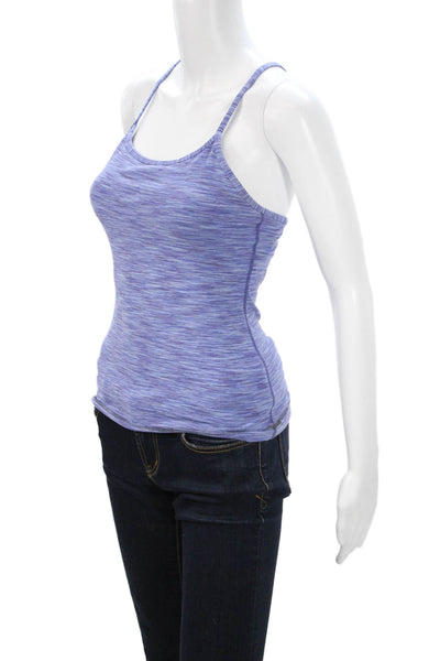 Lululemon Women Striped Purple Camisole Polyester Round Neck Sleeveless Size 4