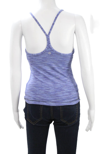 Lululemon Women Striped Purple Camisole Polyester Round Neck Sleeveless Size 4