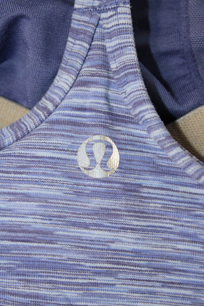 Lululemon Women Striped Purple Camisole Polyester Round Neck Sleeveless Size 4