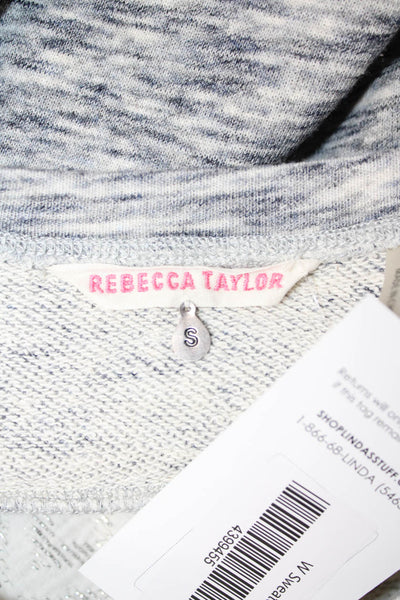 Rebecca Taylor Womens Pullover Sweatshirts Gray Floral Cotton Blend Size S