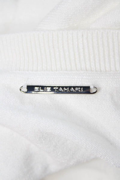 Elie Tahari Women Square Neck Short Sleeve White Blouse Size S