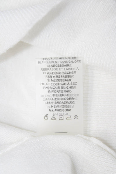 Elie Tahari Women Square Neck Short Sleeve White Blouse Size S