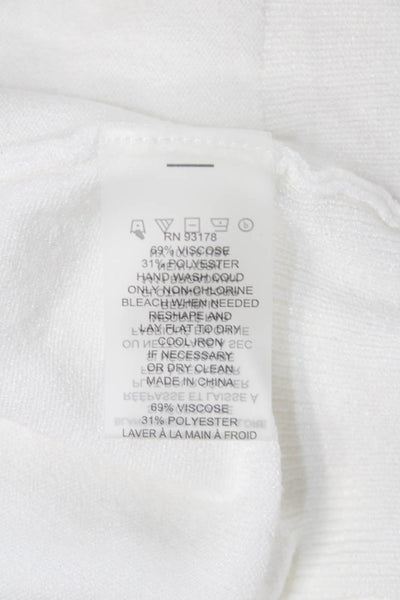 Elie Tahari Women Square Neck Short Sleeve White Blouse Size S