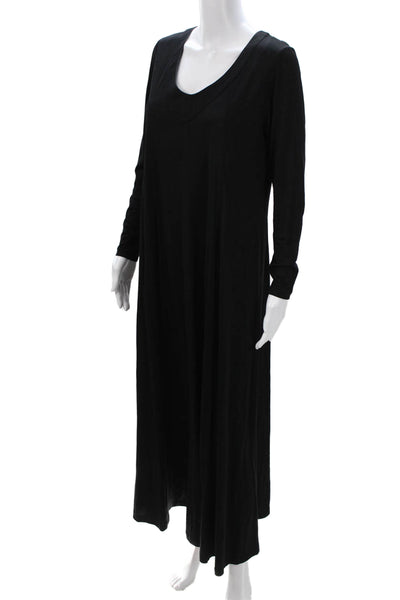 Renata Womens Maxi Dress Black V Neck Long Sleeve Polyester Blend Size M