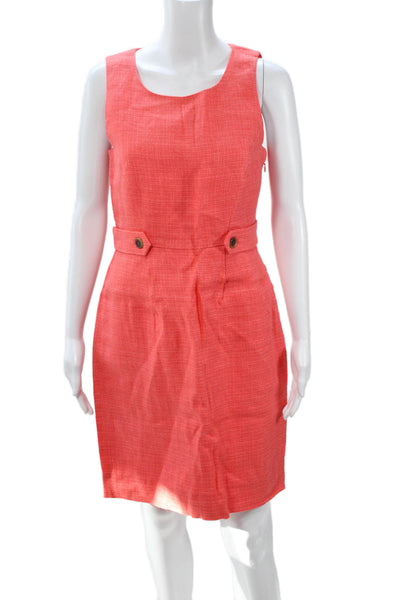 J Crew Women Sheath Shift Sleeveless Orange Linen Blend Dress Size 6