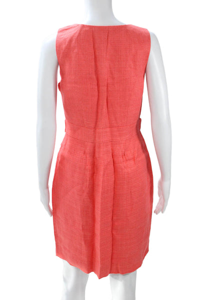 J Crew Women Sheath Shift Sleeveless Orange Linen Blend Dress Size 6