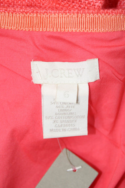 J Crew Women Sheath Shift Sleeveless Orange Linen Blend Dress Size 6