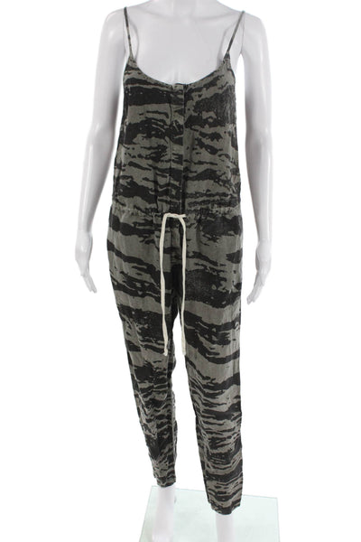 Enza Costa Women Black Linen Sleeveless Jumpsuit Romper Size 1