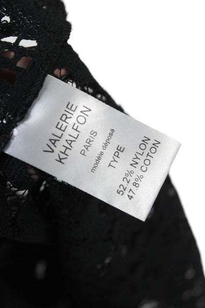 Valerie Khalfon Women Black Floral Cotton Bohemian Sleeveless Tank Size 40