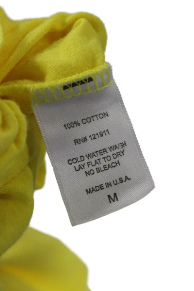 LNA Women Basic V-Neck Short Sleeve Yellow Cotton T-Shirt Size M