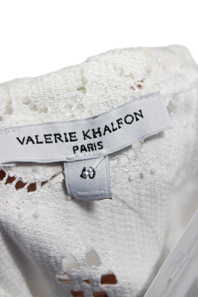 Valerie Khalfon Womens White Floral Cotton Boho Tie Tank Sleeveless Size 40