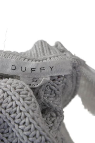 Duffy Women Pullover Sweater White Round Neck Long Sleeve Size S