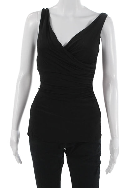 Velvet Womens Black Rayon Lycra V Neck Sleeveless Tank Classic Size S