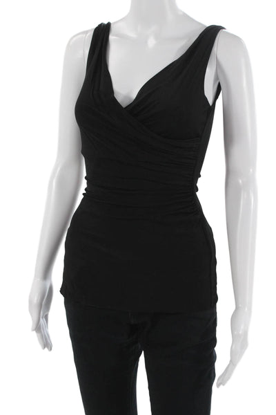 Velvet Womens Black Rayon Lycra V Neck Sleeveless Tank Classic Size S