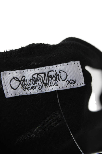Lauren Moshi Women Black Graphic Basic T-Shirt Short Sleeve Size XS