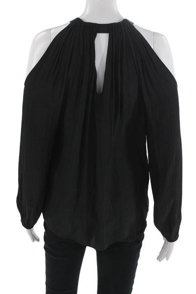 Ramy Brook Womens Black Solid Long Sleeve Blouse Rayon Lycra Size XS