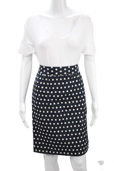 Banana Republic Women Pencil Skirt Dark Blue Polka Dot Cotton Poly Size 4