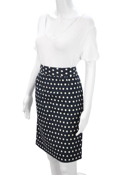 Banana Republic Women Pencil Skirt Dark Blue Polka Dot Cotton Poly Size 4