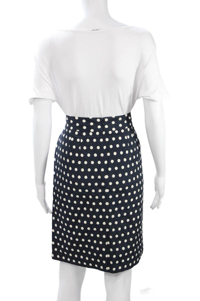 Banana Republic Women Pencil Skirt Dark Blue Polka Dot Cotton Poly Size 4