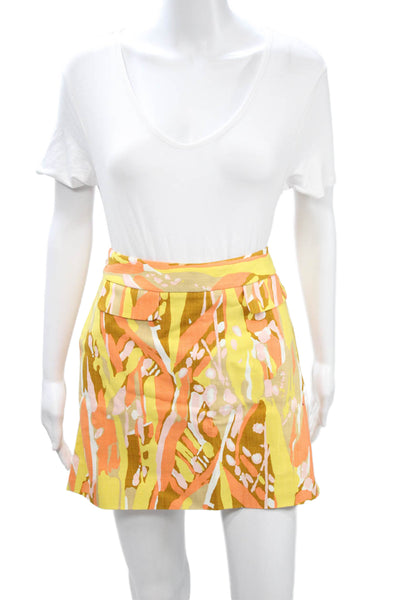 J Crew Womens A-Line Mini Floral Skirt Orange Size 4
