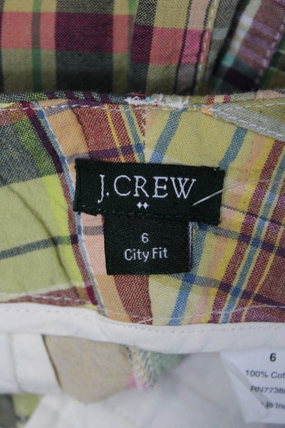 J Crew Unisex Green Plaid 100% Cotton Button Shorts Size 6